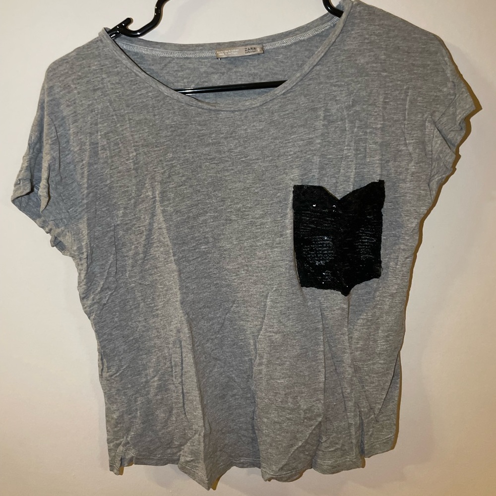 Zara T-shirt with sequin pocket